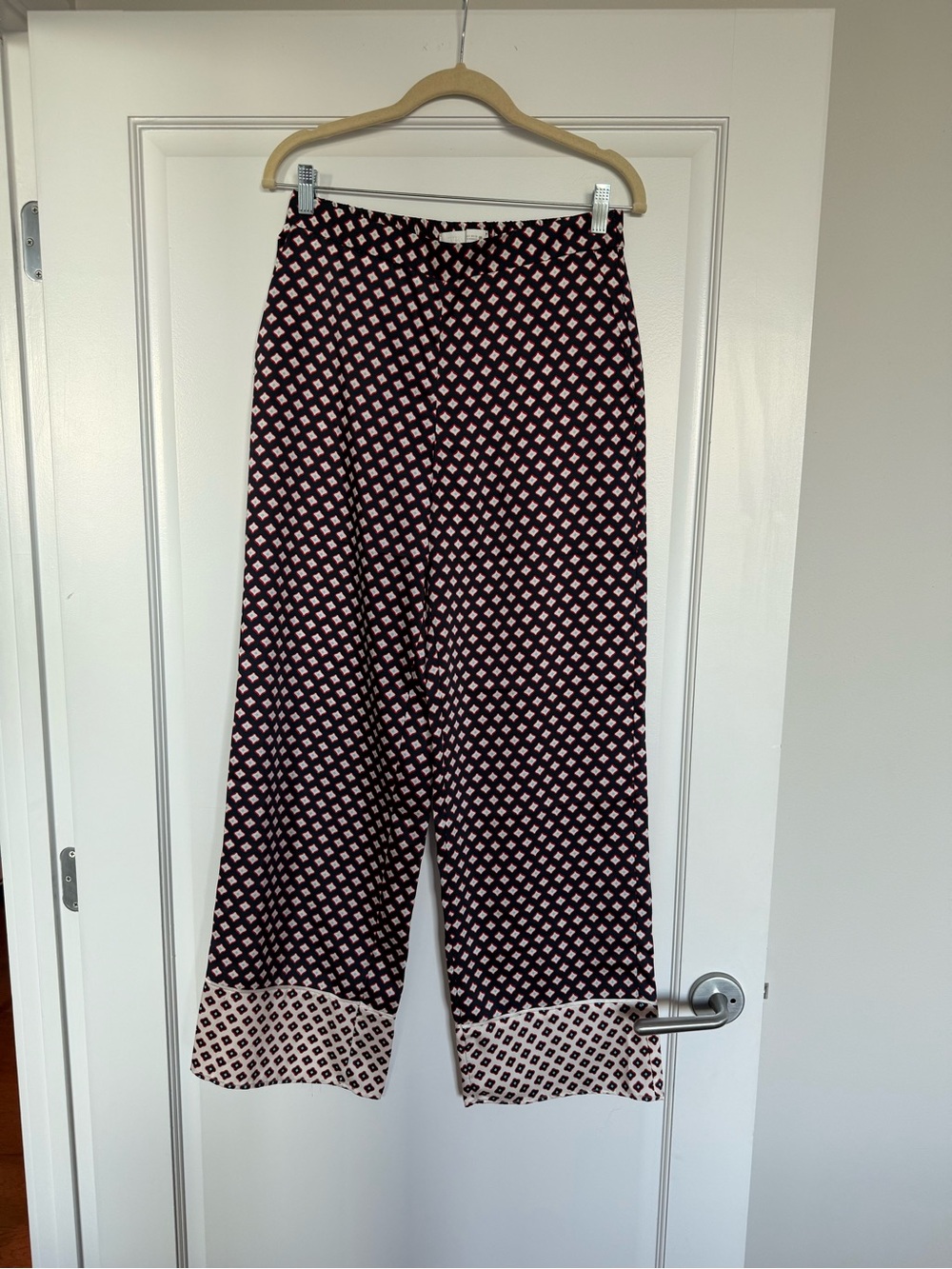 Zara Blue and red Geometric Wide-Leg Pants
